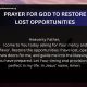Prayer for God to Restore Lost Opportunities